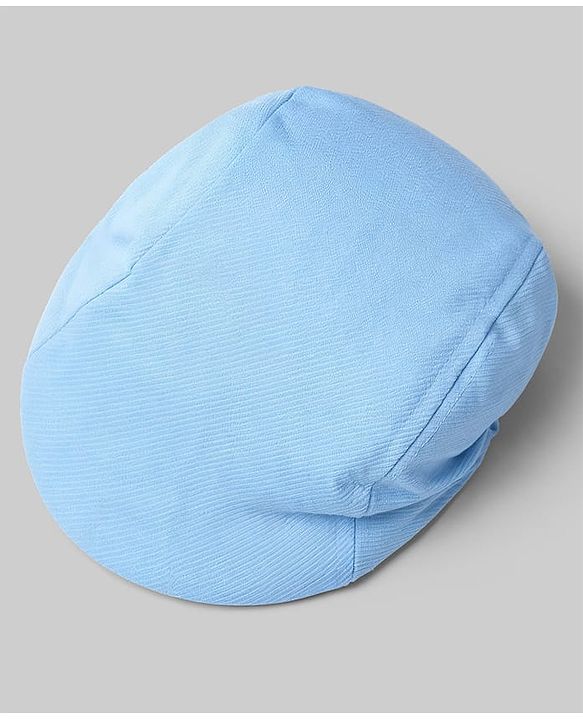 Babyhug Knit Full Sleeves Solid Party Shirt & Trouser with Attached Waistcoat Bow & Cap - Light Blue