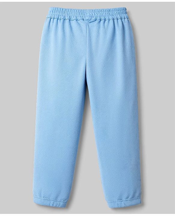 Babyhug Knit Full Sleeves Solid Party Shirt & Trouser with Attached Waistcoat Bow & Cap - Light Blue