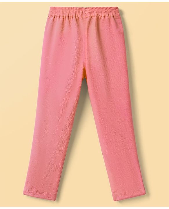 Babyhug Knit Full Sleeves Solid Party Shirt & Trouser with Attached Waistcoat Bow & Cap - Peach