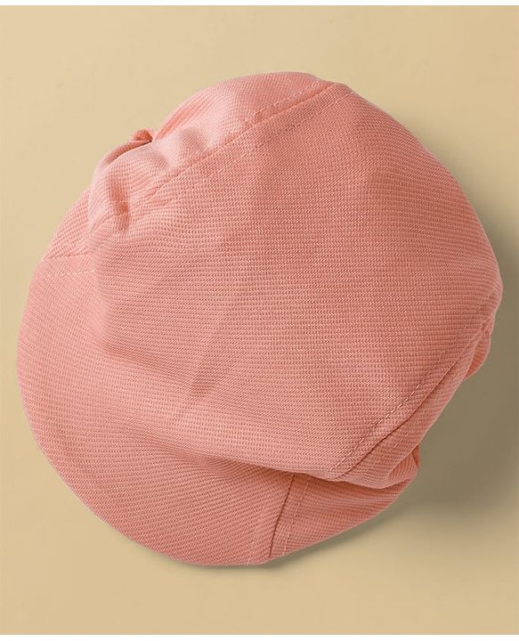 Babyhug Knit Full Sleeves Solid Party Shirt & Trouser with Attached Waistcoat Bow & Cap - Peach