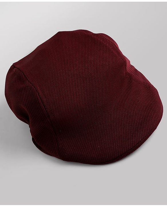 Babyhug Knit Full Sleeves Solid Shirt & Trouser with Bow & Cap - Wine