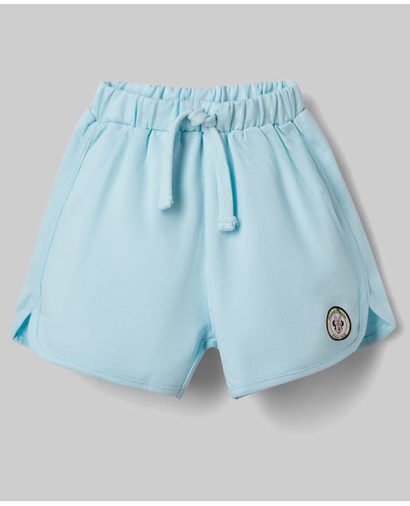 Babyhug Disney 100% Cotton Knit Half Sleeves T-Shirt & Shorts Set With Minnie Mouse Graphics - Light Blue