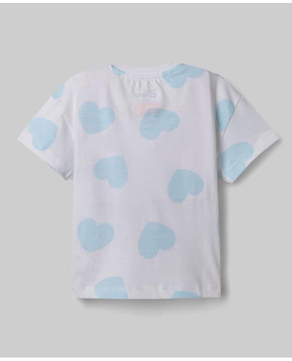 Babyhug Disney 100% Cotton Knit Half Sleeves T-Shirt & Shorts Set With Minnie Mouse Graphics - Light Blue