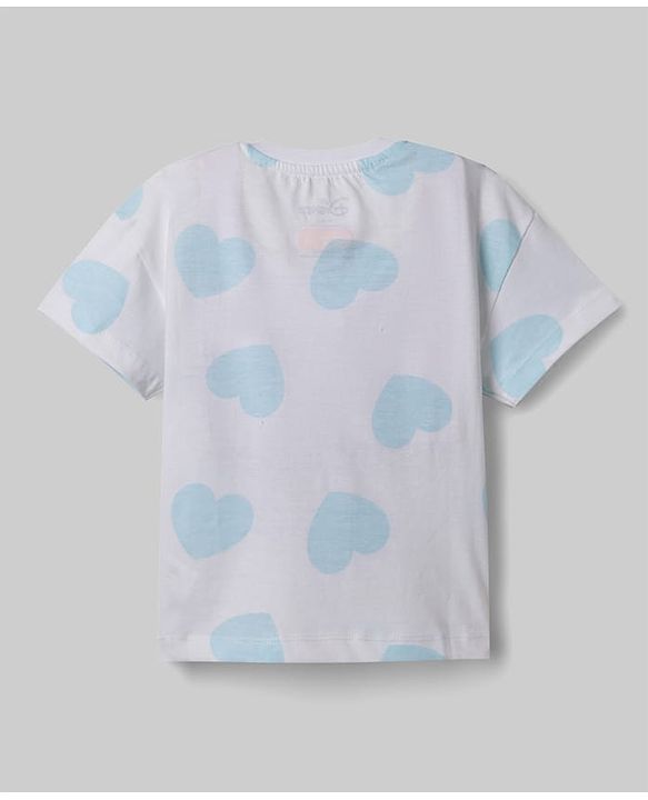 Babyhug Disney 100% Cotton Knit Half Sleeves T-Shirt & Shorts Set With Minnie Mouse Graphics - Light Blue
