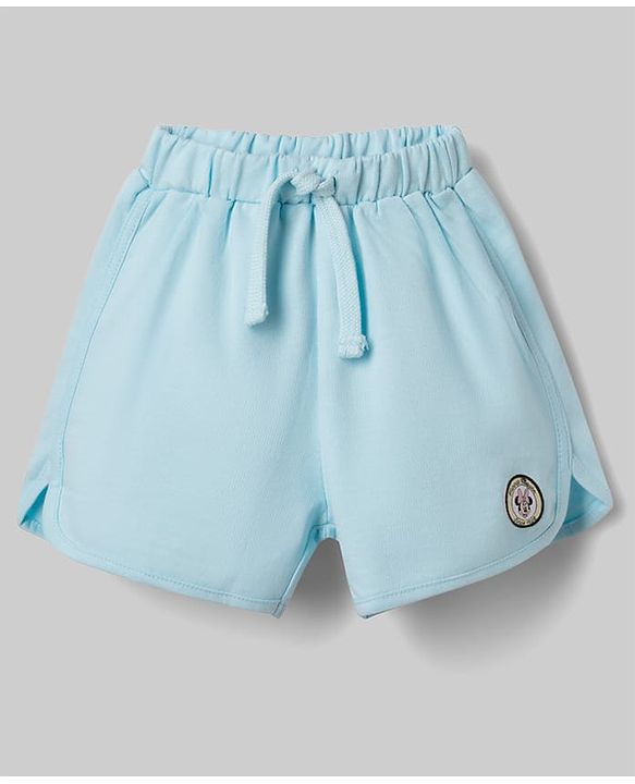 Babyhug Disney 100% Cotton Knit Half Sleeves T-Shirt & Shorts Set With Minnie Mouse Graphics - Light Blue