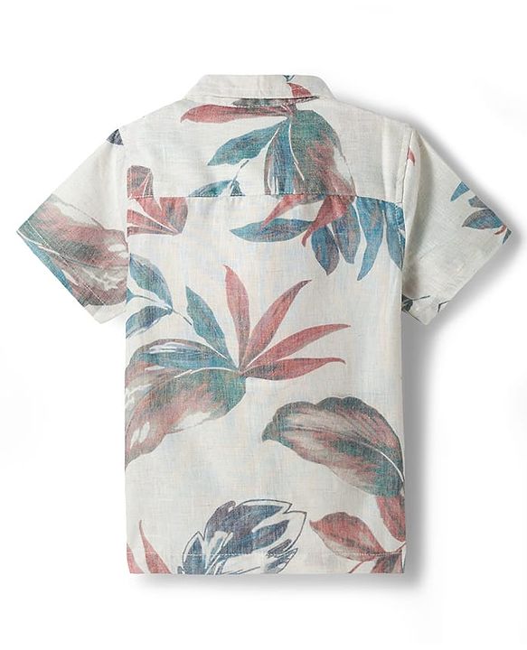 Babyhug Cotton Woven Half Sleeves Tropical Theme Printed Party Shirt & Shorts Set With Suspender & Bow - Multicolor