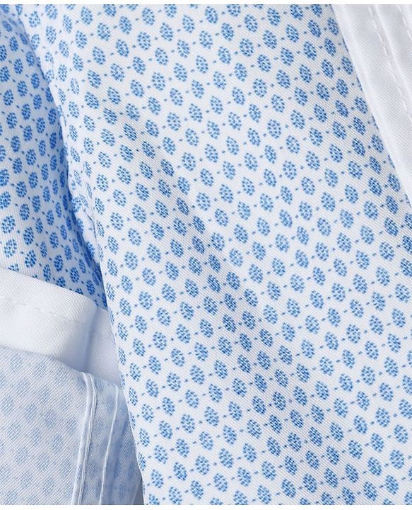 Babyhug Cotton Woven Full Sleeves Printed Pintuck Party Shirt With Bow - White