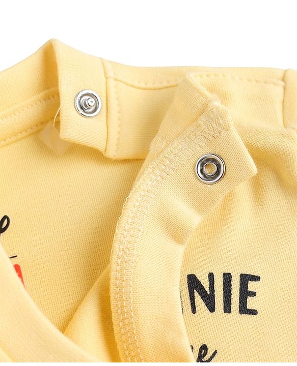 Babyhug Disney 100% Cotton Knit Half Sleeves T-Shirt & Shorts Set With Winnie The Pooh Graphics - Yellow