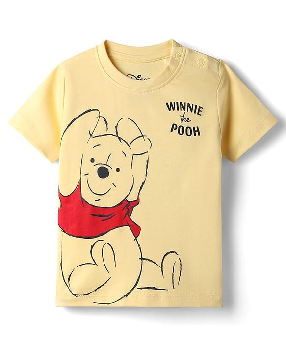 Babyhug Disney 100% Cotton Knit Half Sleeves T-Shirt & Shorts Set With Winnie The Pooh Graphics - Yellow