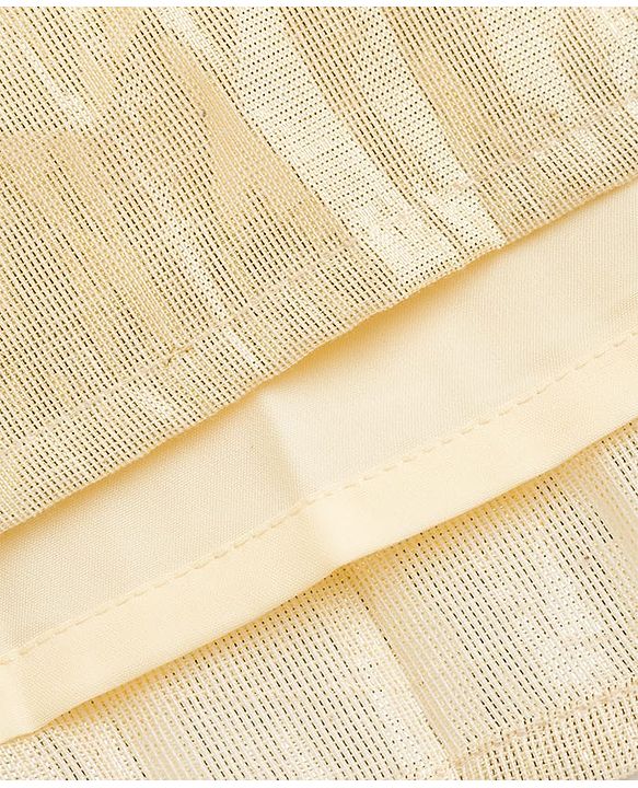 Babyhug Mesh Woven Sleeveless Shimmer Party Dress with Sequinned Bow Applique - Golden