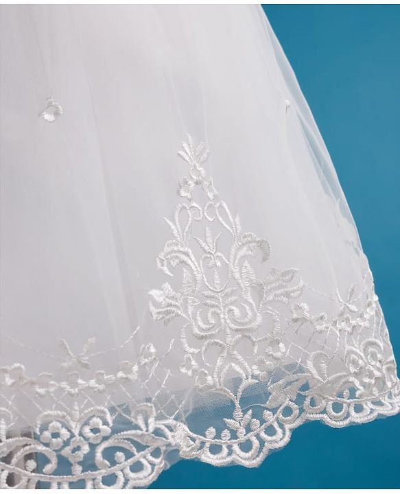 Babyhug Mesh Woven Sleeveless 5 Layer Embroidered Party Gown with Yoke Pleating & Corsage Detailing - White