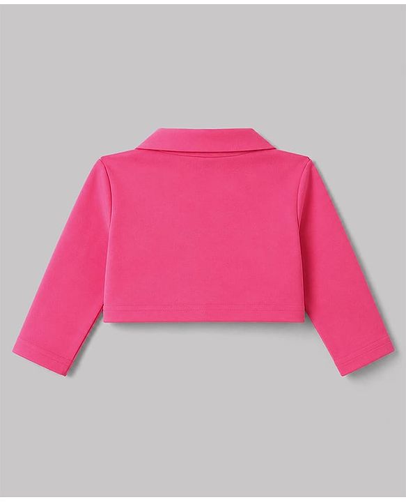 Babyhug Scuba Knit Full Sleeves Solid Jacket & Pleated Skirt With Inner Tee - Pink