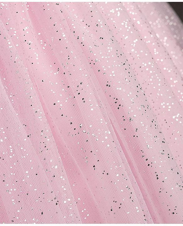 Babyhug Mesh Woven Sleeveless Party Dress with Sequin Detailing - Light Pink