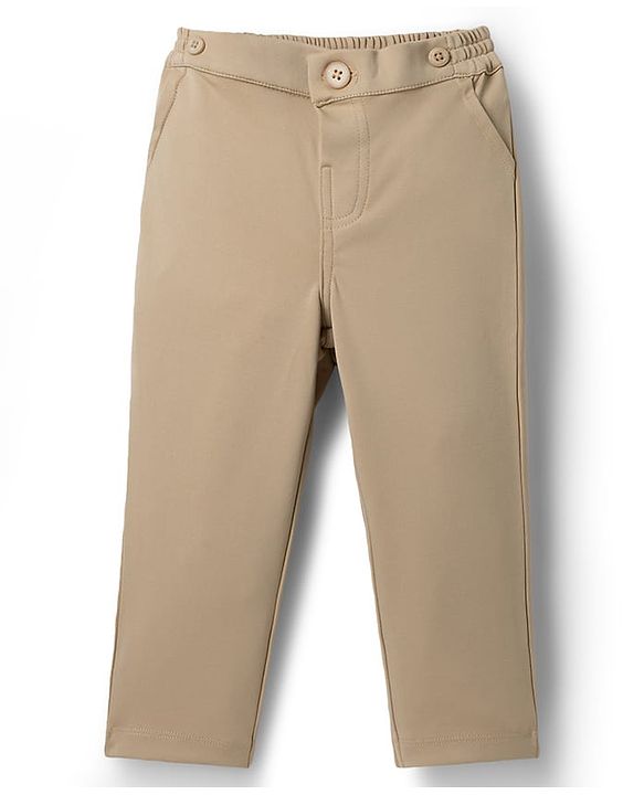 Babyhug Cotton Woven Half Sleeves Party Shirt & Pant With Bow & Suspender - White & Beige