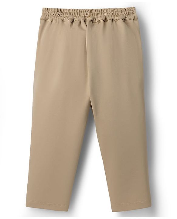 Babyhug Cotton Woven Half Sleeves Party Shirt & Pant With Bow & Suspender - White & Beige
