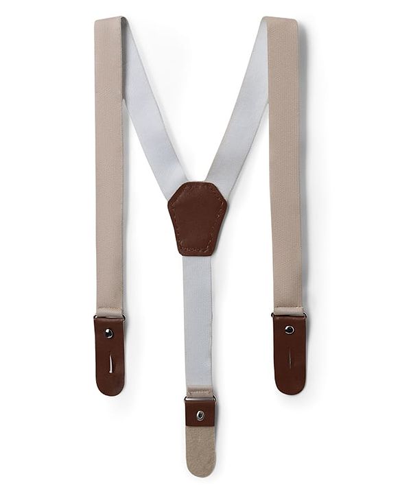 Babyhug Cotton Woven Half Sleeves Party Shirt & Pant With Bow & Suspender - White & Beige