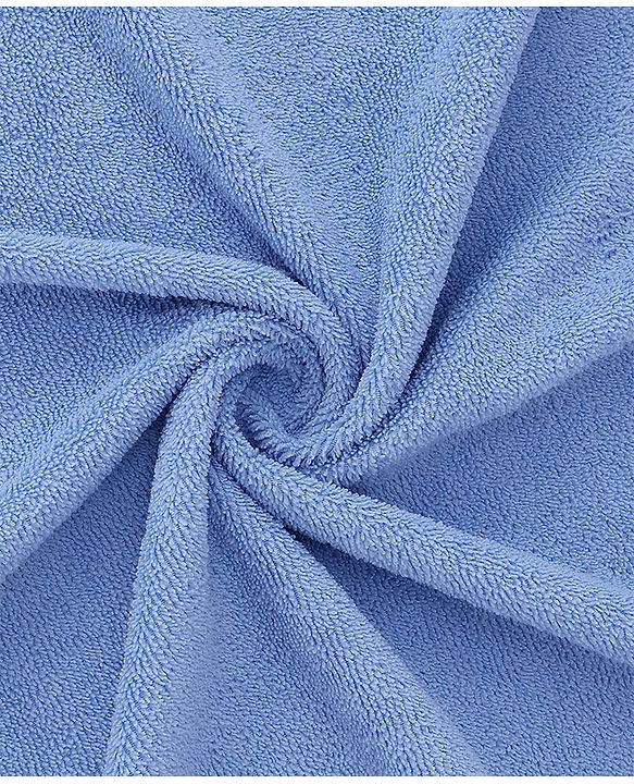 BABYHUG Cotton Knit Microfiber Hooded Towel With Embroidery L 74 x B 74 cm - Light Blue