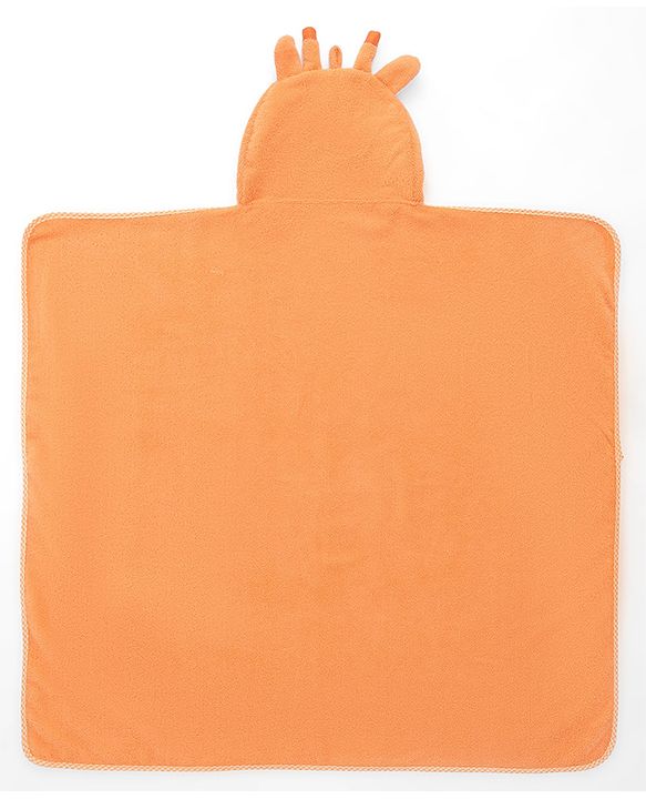 Babyhug Cotton Knit Microfiber Hooded Towel Giraffe Embroidery L 74 x B 74 cm - Orange