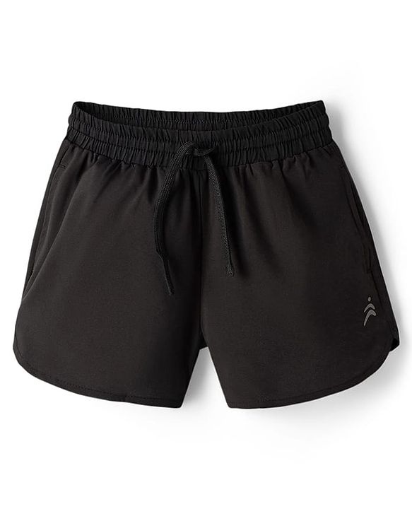 Pine Active Woven Above Knee Length Solid Color Performance Shorts - Black