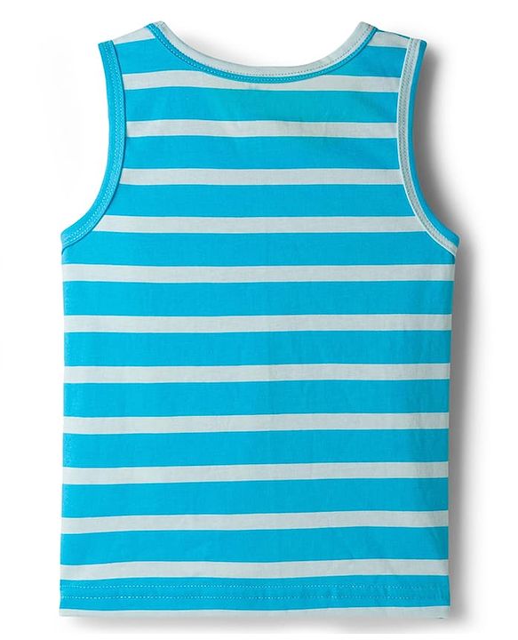 Babyhug 100% Cotton Single Jersey Knit Sleeveless Striped Vest - Blue