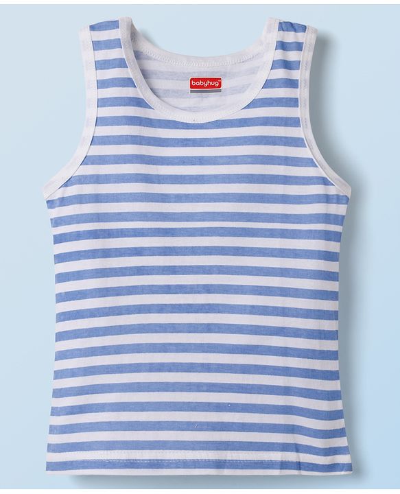 Babyhug 100% Cotton Knit Sleeveless Striped Sando Vest - Multicolor