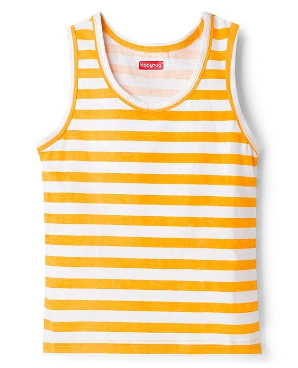 Babyhug 100% Cotton Knit Sleeveless Striped Sando Vest - Multicolor