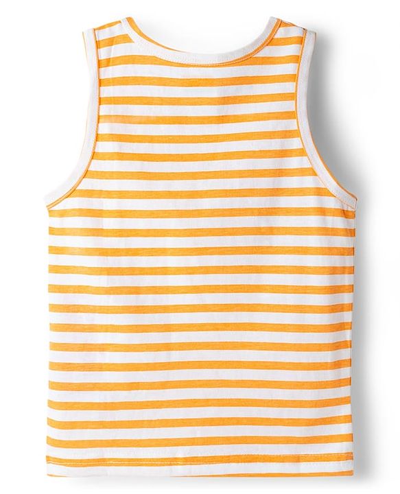 Babyhug 100% Cotton Knit Sleeveless Sando with Stripes - Orange