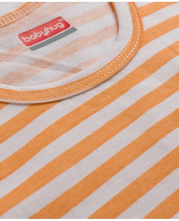 Babyhug 100% Cotton Single Jersey Knit Sleeveless Striped Vest - Orange
