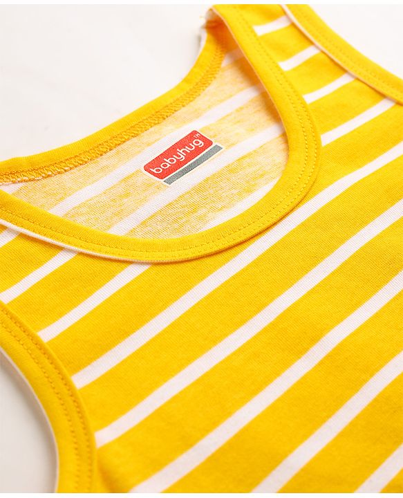 Babyhug 100% Single Jersey Knit Sleeveless Striped Vests - Multicolor