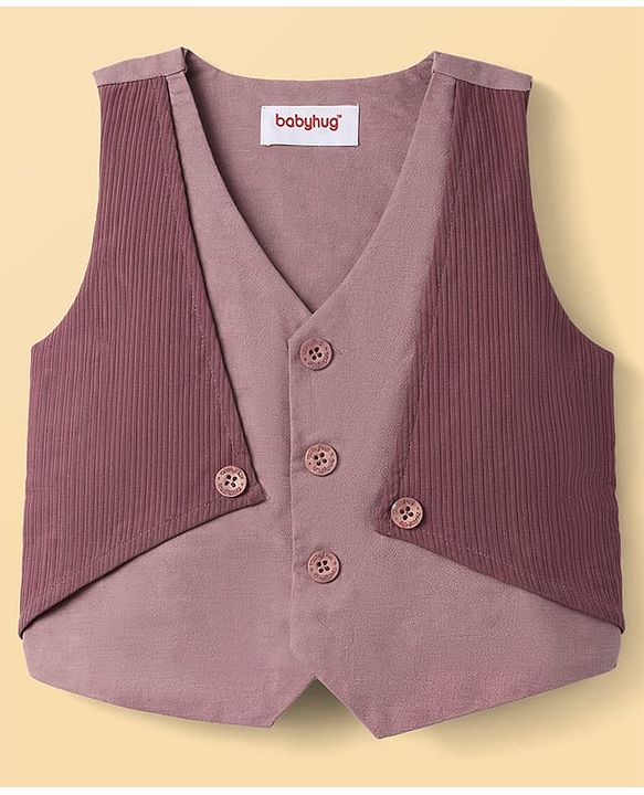 Babyhug Cotton Woven Half Sleeves Shirt & Shorts With Jacket - Multicolor