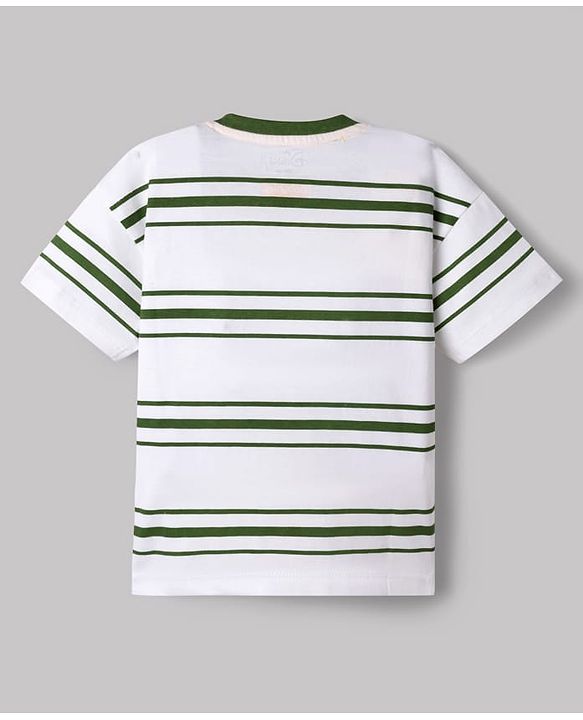 Babyhug Disney Cotton Knit T-Shirts With Half Sleeves and Simba Print - White