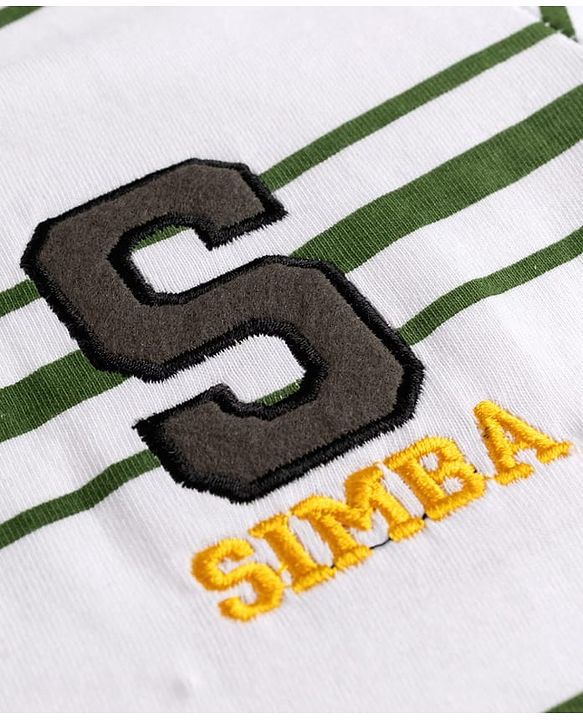 Babyhug Disney Cotton Knit T-Shirts With Half Sleeves and Simba Print - White