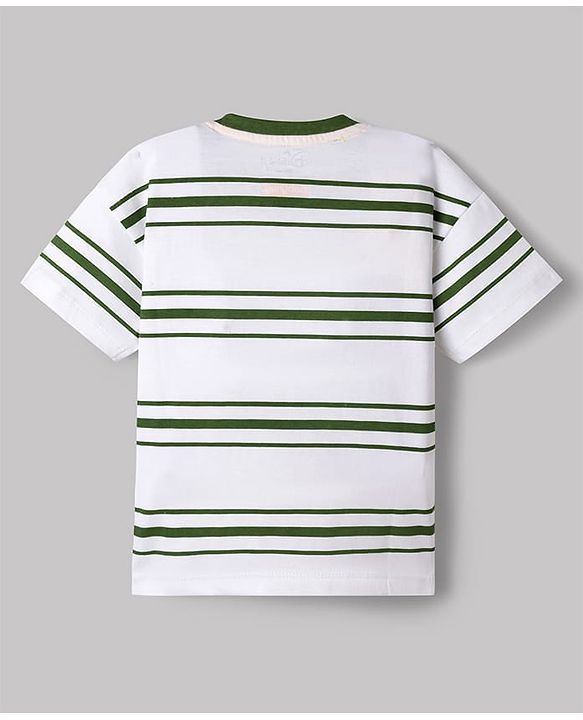 Babyhug Disney Cotton Knit T-Shirts With Half Sleeves and Simba Print - White