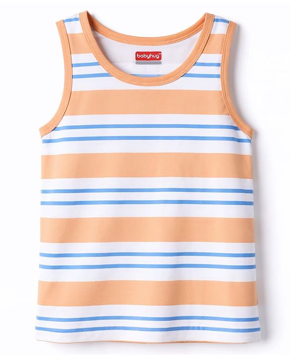 Babyhug 100% Cotton Knit Sleeveless Striped Sando - Multicolor