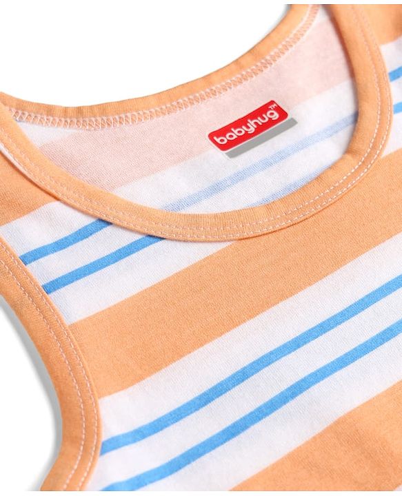 Babyhug 100% Cotton Knit Sleeveless Striped Sando - Multicolor