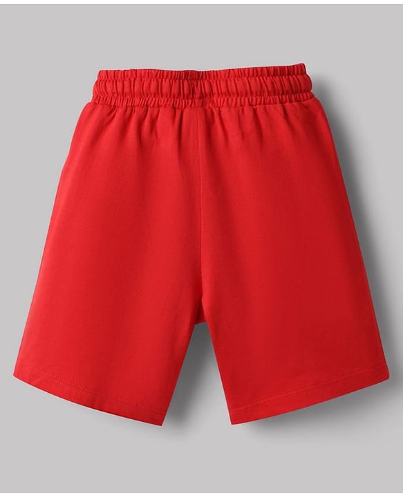 Babyhug Disney 100% Cotton Knit Half Sleeves T-Shirt & Shorts Night Suit With Mickey Mouse Graphic - Red