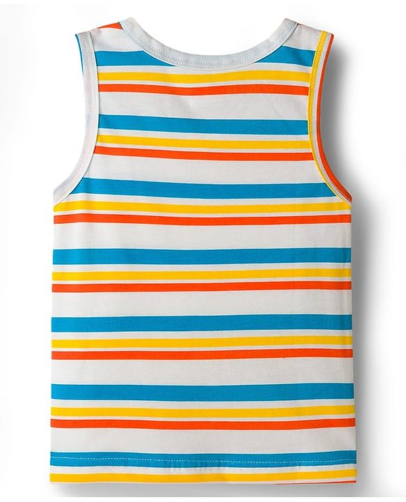 Babyhug 100% Cotton Single Jersey Knit Sleeveless Striped Vest - Multicolor