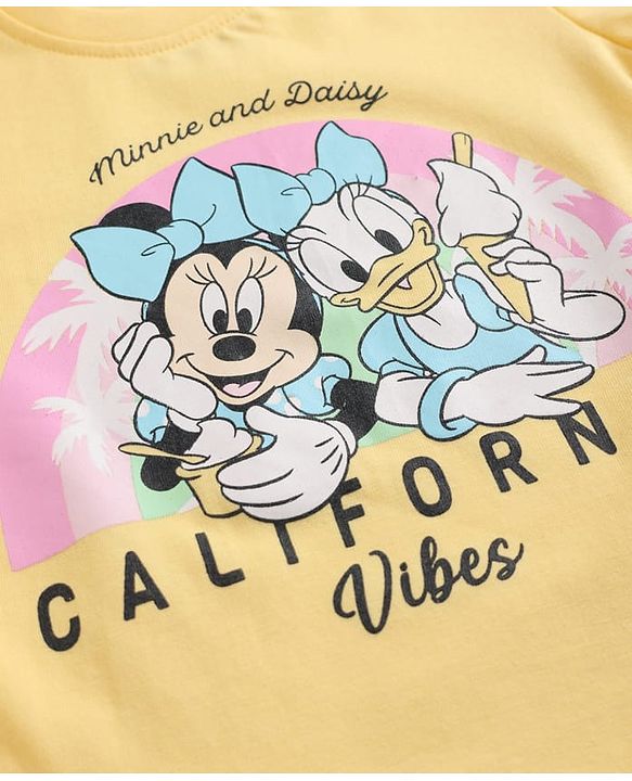 Babyhug Disney Single Jersey Knit Half Sleeves T-Shirt & Shorts Night Suit with Minnie Mouse Family Graphics -  Multicolour