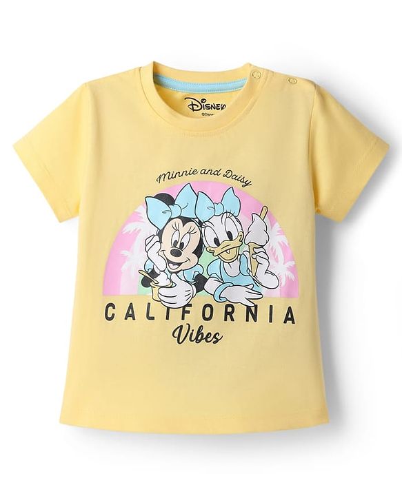 Babyhug Disney Single Jersey Knit Half Sleeves T-Shirt & Shorts Night Suit with Minnie Mouse Family Graphics -  Multicolour