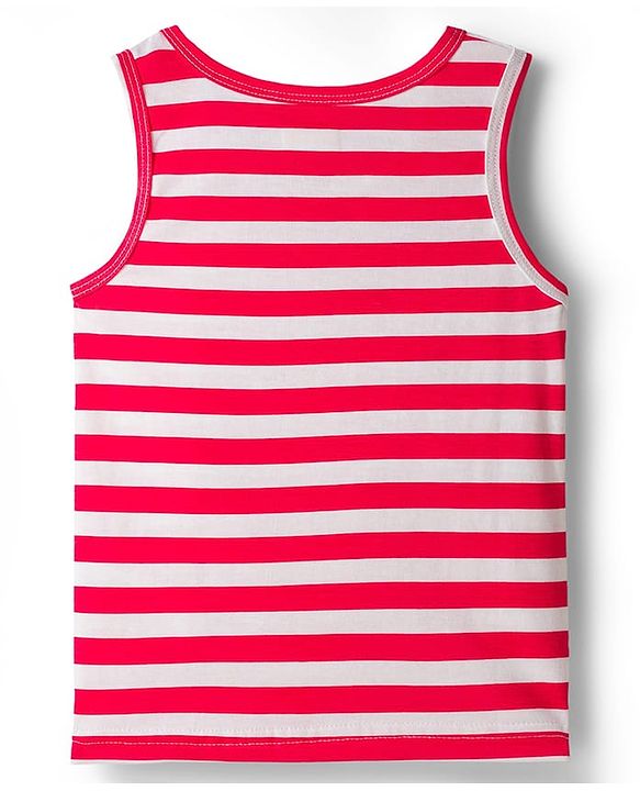 Babyhug 100% Cotton Single Jersey Knit Sleeveless Striped Vest - Red