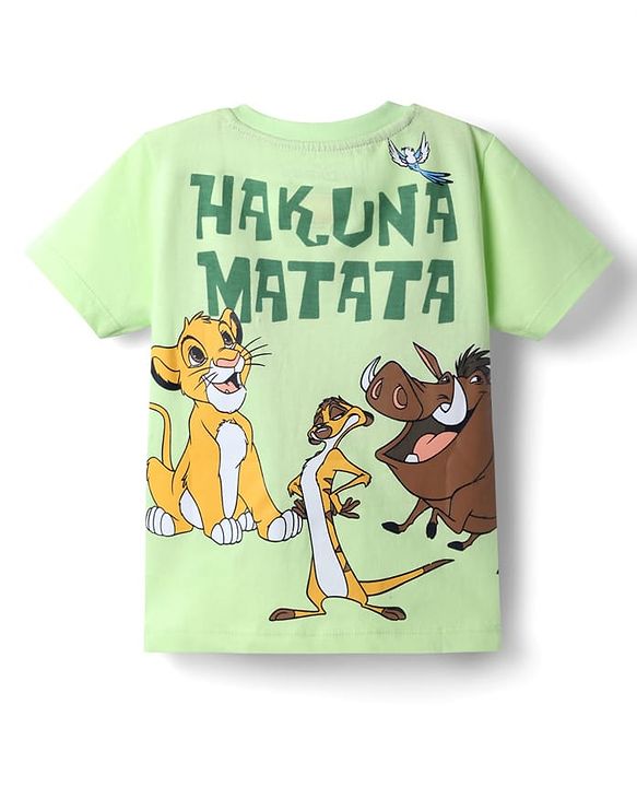 Babyhug Disney Single Jersey Knit Half Sleeves T-Shirt With Lion King Graphic - Green