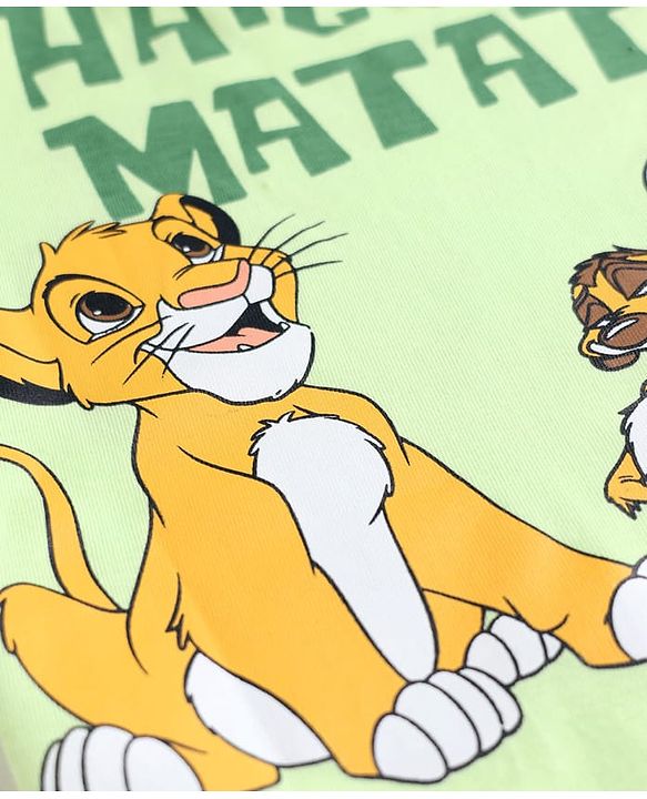Babyhug Disney Single Jersey Knit Half Sleeves T-Shirt With Lion King Graphic - Green