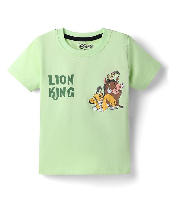 Babyhug Disney Single Jersey Knit Half Sleeves T-Shirt With Lion King Graphic - Green