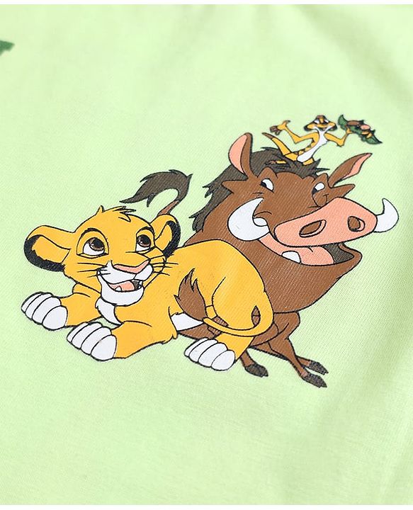 Babyhug Disney Single Jersey Knit Half Sleeves T-Shirt With Lion King Graphic - Green