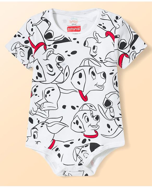 Babyhug Disney Interlock Knit Half Sleeves Onesies With 101 Dalmatian Graphic Pack of 3 - Multicolor