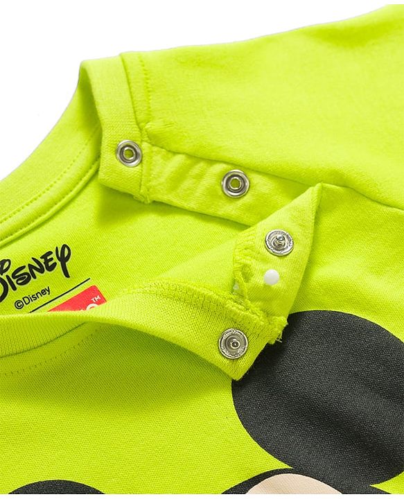 Babyhug Disney Raglan Half Sleeves Romper & Cap With Mickey Mouse Graphics - Green