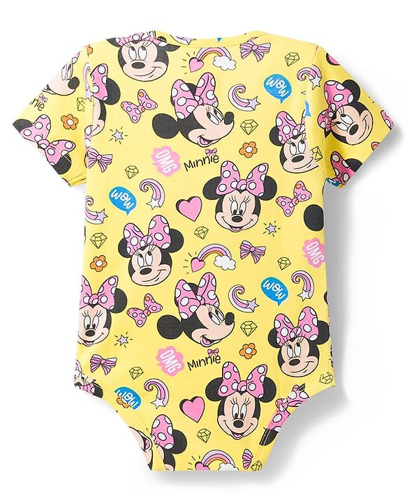 Babyhug Disney Interlock Knit Half Sleeves Onesies With Minnie Mouse Graphics Pack of 3 - Multicolor