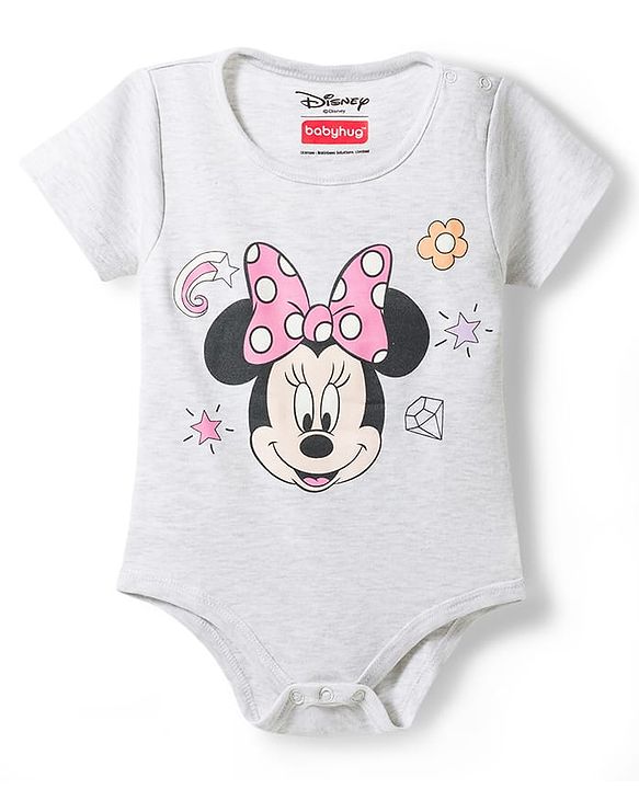 Babyhug Disney Interlock Knit Half Sleeves Onesies With Minnie Mouse Graphics Pack of 3 - Multicolor