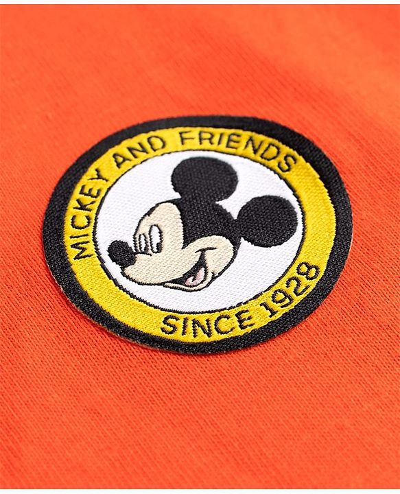 Babyhug Disney Single Jersey Knit Half Sleeves T-Shirts with Front & Back Mickey Mouse & Friends Graphics - Red