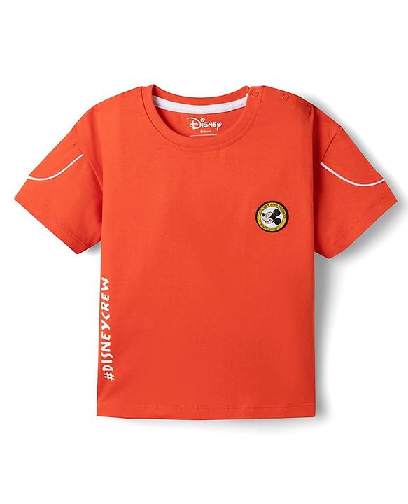 Babyhug Disney Single Jersey Knit Half Sleeves T-Shirts with Front & Back Mickey Mouse & Friends Graphics - Red